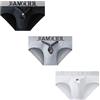 JOCKMAIL 3 pz/confezione da uomo slip in cotone intimo da uomo slip con cintura jock uomo biancheria intima proiettili anello separato, nero + grigio + bianco., M