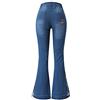 BOTCAM Jeans da donna, elasticizzati, con ricamo/perle, stile denim, stile retrò, a vita alta, a gamba larga, jeans svasati, per donne y2k, jeans hippie boyfriend con tasche, Blu scuro 1, L