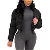Goolecrimp Donna Inverno Giacca Corta Moda Tendenza in Vita Oversize Cerniera Completa Stand-up Colletto Piumino Elegante Sottile Casual Leggero Giacca Calda (Nero,M)