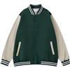 Generisch Giacca da baseball da uomo college, giacca sportiva Y2K, patchwork, alla moda, stile streetwear, giacca da bomber oversize, giacca da baseball, per il tempo libero, verde, XL