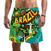Generic Pantaloncini da spiaggia estivi da uomo con tasche ad asciugatura rapida con stampa 3D della mappa del Brasile, pantaloncini da bagno casual da surf, Multicolore, M