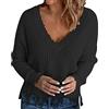 Generic Maglione S Donna Sleeveless Sweater Donna Maglione Lavorato A Maglia in Tinta Unita con Frange E Scollo A V Casual da Lupetti Cotone Maglie Manica Lunga Black L