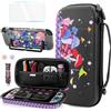 FANPL Custodia carina per Nintendo Switch 2, custodia da viaggio per Switch 2 con pelle rigida glitterata, cinturino regolabile, protezione schermo, tappi per impugnatura per pollice (Firefly Mushroom