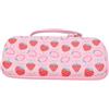 GOWENIC Custodia Protettiva Portatile per Console di Gioco Portatile con Motivo a Fragola per 2 Ragazze Rosa (con cinturino)