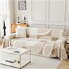 WEYOND Copridivano e Copricouch Boho Lavabile in Chenille per Divano 3 Cuscini, Telo Copridivano Stile Bohemien per Divano Angolare, Divanetto, Divano 2/3/4 Posti e Futon (180 x 300 cm, Kaki)