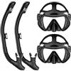 wutrye Attrezzatura da snorkeling per adulti, set da snorkeling Dry-Top, maschera per immersioni, maschera da snorkeling, lenti panoramiche in vetro temperato, anti-perdite, anti-appannamento, pacchetti per