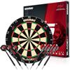 WINMAU Triple Core - Bersaglio professionale in sisal con 2 set di freccette Winmau | Bersaglio per torneo con massima precisione - classico set per allenamento e competizioni