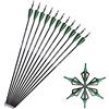 SHARROW 12pcs Freccia di Carbonio 30 Pollici Spine 500 Tiro con L'Arco in Carbonio Frecce per Arco Compound Ricurvo (Verde+12pcs Broadhead)