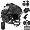 LZAQHMT Casco Tattico Da Softair 4 In 1 Aggiornato - Sistema Regolazione Rapida Con Cuffie, Copricasco Borsa for Contrappesi for Equipaggiamento Militare Paintball Cosplay(RANGER GREEN)