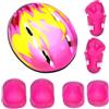 zwxqe Set di caschi da ciclismo per bambini, 7 pezzi, attrezzatura protettiva di sicurezza, 140 g, ginocchiere, gomitiere, polsi, casco regolabile per esterni, ideale per ragazzi, ragazze, giovani e