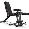 SkyFace Panca Palestra,Multiuso Panca per Allenamento Regolabile, Fitness Pieghevole con Leg Extension E Leg Curl Multifunzione Schienale, Panca Palestra con Corde di Allenamento