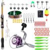 Upluxmira Canna da pesca e mulinello set telescopico 1 8m con 56 pezzi progettato per principianti leggero portatile attrezzatura da pesca per più specie di pesci