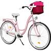 MILORD. Comfort Bike con Cesto, Bicicletta da Città Donna, 3 velocità, Rosa, 28