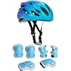 Gralara Set di Caschi da Bici per Bambini con Ginocchiere, Casco Leggero E Regolabile per Pattinaggio a Rotelle, per Skateboard, Pattini a Rotelle All'ape, Blu Viola