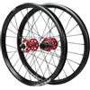 HIMALO Set Di Ruote Per Bici Pieghevole 20 Pollici 406 Cerchio BMX Freno A Disco Anteriore Posteriore Ruote Sgancio Rapido 100/135mm QR ， Cassetta HG 7-12s(Rot)