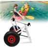 Fiqops Carrello per kayak in alluminio, carrello per canoa pieghevole fino a 80 kg, carrello di trasporto per barche, canoa o kayak, carrello per barche con cinghie di tensionamento, carrello per