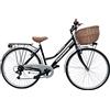 MADICKS Bicicletta Donna da Passeggio Olanda Misura 28 Bici da città Vintage retrò con Cestino in Vimini Nero Con Cambio