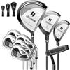 COSTWAY Set Completo di Mazze da Golf da Uomo, 9 Pezzi, Include Driver in Lega, Legno Fairway 3, Ibrido 4, Ferri 6, 7, 8, 9 e P, Putter e Copri Testa per Golfisti Destrimani (Blu)