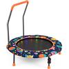 KOMFOTTEU Trampolino Elastico per Bambini dai 3 ai 6 anni, Ø 92 cm, Tappeto Elastico Bambini con Luci a LED, Mini Trampolino da Giardino con Manico e Tappetino di Sicurezza, Portata fino a 25 kg