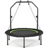 LIFEZEAL Trampolino pieghevole φ101 cm, saltatore con barra di sicurezza, 2 bande di resistenza, altezza regolabile 107,5-130,5 cm, telaio in acciaio, carico 150 kg