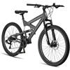 Licorne Bike Strong 2D Premium Mountain Bike Bicicletta per ragazzi, ragazze, donne e uomini - Freno a disco anteriore e posteriore - 21 marce - Sospensione completa (nero/lime, 27,5)