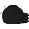 OVOV Windsor, Set di 4 cuscini per sedie da pranzo, per cucina, camera, spessi, con laccetti e fondo antiscivolo, 40 x 38 cm, nero