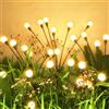 Flumy Luci Solari Esterno, 8 LED Luci da Esterno Giardino Solari, Firefly Garden Light Outdoor Lights IP65 Impermeabile per La Decorazione Marciapiede del Cortile Patio (Bianco Caldo) (4 Pezzi)