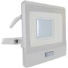 V-TAC Faro LED da Esterno con Chip Samsung 30W con Sensore PIR di Colore Bianco Impermeabile con cavo da 1 metro, Luce Bianco Freddo