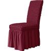 WANGLE Coprisedia elasticizzato con elegante gonna decorativa per sedie e sedie con bordo elastico, sfoderabile, lavabile, 6 pezzi, rosso vino