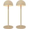 Ledvion - 2x Lampade da Tavolo LED Ricaricabili, Beige, Dimmerabili 2700K-5000K, 110 Lumen, IP54, Batteria 2000mAh, Controllo Touch, Regolabili, USB-C, Uso Interno & Esterno, Vita