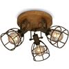 Briloner - Lampada da soffitto retrò con paralume a traliccio, lampada da soffitto vintage a 3 luci, attacco E27 max. 25 watt, paralumi regolabili, spot rustico da soffitto in acciaio, marrone