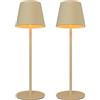 Ledvion - 2x Lampade da Tavolo LED Ricaricabili, Beige, Dimmerabili 2700K-5000K, 200 Lumen, IP54, Batteria 4400mAh, Controllo Touch, Regolabili, USB-C, Uso Interno & Esterno, Nyra