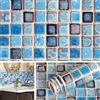 Livelynine 40CMX5M Carta Piastrelle Adesive Bagno Mosaico Blu Rotolo Carta Adesiva per Cucina Pannelli Retro per Muro 3D Paraschizzi Cucina Adesivo Mattonelle Adesive Bagno Adesivi Decorativi