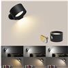 Coollamp LED Lampada da Parete Interno, Coollamp Moderno Applique con Luce calda/naturale/bianca, 3 tipi di luminosità, Batteria ricaricabile, Rotazione a 360°, a muro per soggiorno,corridoio