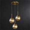CONERY Lampadari a sospensione in vetro a 3 luci Lampadario in ottone dorato vintage Lampada a sospensione a sospensione a sfera regolabile E14 Lampadario a soffitto industriale per isola cucina