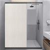 CAULO Tenda da Doccia Pieghevole per Bagno con Aspirazione Magnetica su Due Lati in Lino Spesso (Beige 100 * 200cm)