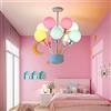 BESTWALED Palloncino Lampadario E27 Lampade A Sospensione Moderno La Stanza Dei Bambini Luce Pendente Macaron Ragazza Cameretta Plafoniera Ferro Battuto,Luce Bianca (6000K) Ø60CM 6 Luci,Ø62cm 8 lights