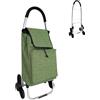 Relaxdays Carrello Spesa Relaxdays con Ruote saliscale, Tasca Termica, Borsa Rimovibile, 45 l, Fino a 35 kg, Pieghevole, Verde