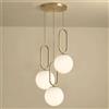 WRLYTNG Lampadario Moderno in Ottone A Sospensione in Vetro Bianco Globo A 3 Luci Lampadario Moderno A Sfera in Vetro Dorato con Lampada da Soffitto in Vetro Bianco Latte Smerigliato