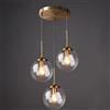 CONERY Lampadari a sospensione in vetro a 3 luci Lampadario in ottone dorato vintage Lampada a sospensione a sospensione a sfera regolabile E14 Lampadario a soffitto industriale per isola cucina