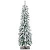 COSTWAY Albero di Natale Slim 120/150 CM, Albero di Natale Innevato con 225/334 Punte PVC, Timer, 100/150 Luci LED a 2 Colori e 11 Modalità di Illuminazione, Decorazione Natalizia Ideale (120 CM)