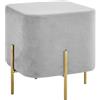 IlGruppone Pouf Poggiapiedi in Velluto con Gambe Dorate Elegante Imbottito Sgabello per Toeletta Mobile Trucco Ottomano Ingresso Tavolino Camera da Letto Soggiorno Salotto Quadrato - Grigiochiaro