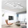 Y.K-LIGHT Plafoniera a LED Soggiorno Dimmerabile Soffitto Lamp Moderno Rettangolo Quadrato Designer Lampada a Sospensione con telecomando Cucina acrilica Sala da pranzo Ufficio scala Soggiorno Bianco Lampadari