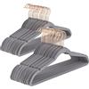 Baroni Home Grucce Velluto 50 pezzi, Grucce Appendiabiti 44,5 cm, Salvaspazio con Superfice Antiscivolo Design, Capacità di Carico Elevata, per Cappotti Camicie Vestiti, Grigio
