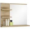 FreshYou Specchio da bagno con 3 ripiani, sospeso, specchio per corridoio, camera da letto, bagno, Sonoma Oak 60X50 cm - Sinistro