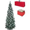 Totò Piccinni Albero di Natale Artificiale NOEL, Folto, Effetto Realistico, Rami a Gancio, Facile Montaggio, PVC, Ignifugo con Borsone (150 cm, Slim Punte Innevate e Pigne)