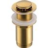 Balneo Tappo per Lavabo in Oottone Universale - Valvola Pop Up per Lavabo 66mm x G1 1/4 - Pop Up - Tappo per Lavabo senza Troppopieno - 4 Guarnizioni, Clic E - oro