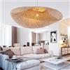 COCOL Lampada A Sospensione E27 Lampada da Soffitto Vintage Pendente in bambù LED Luce Tessuti Mano Luci Pendente Industriale Indoor Naturale Plafoniera Soggiorno Caffetteria Lampadari,50cm