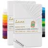 Lavea® Set 2 Lenzuola con Angoli Singolo 90x200 cm - Jersey 100% Cotone - Per Materassi Topper fino a 10 cm - Con Elastico Tutto Intorno - Certificato OEKO-TEX - Bianco