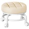 Generic Sgabello Piccolo con Rotelle per Pedicure, Girevole e Regolabile a 360°, da Toilette per Spa e Casa (Beige)
